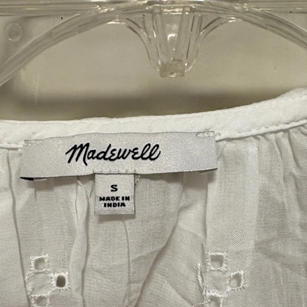 Madewell White Eyelet Ruffle Puffy Sleeve Blouse Top Brand New - Picture 8 of 15